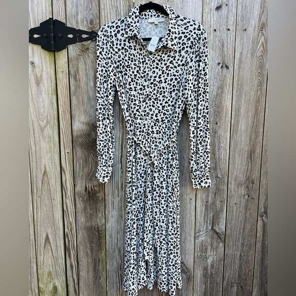 ANN TAYLOR LOFT Leopard Print Midi Shirt Women’s Dress Women’s 6 NWT NEW - Picture 6 of 14